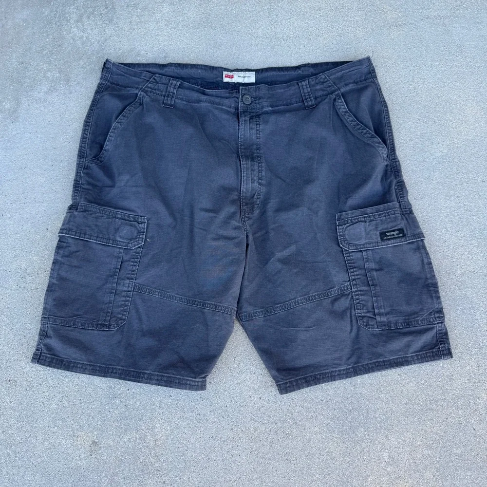 Wrangler Mens Relaxed Fit Cargo Shorts Dark Gray Ripstop Cotton Blend Size 40